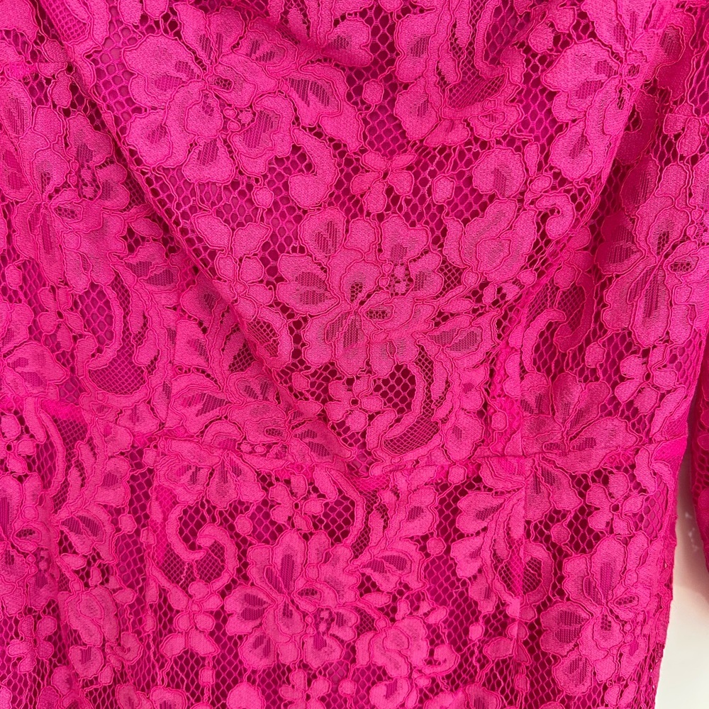 Trina Turk Akamai Lanai  pink lace overlay off shoulder dress size 4 NWT - Picture 5 of 13